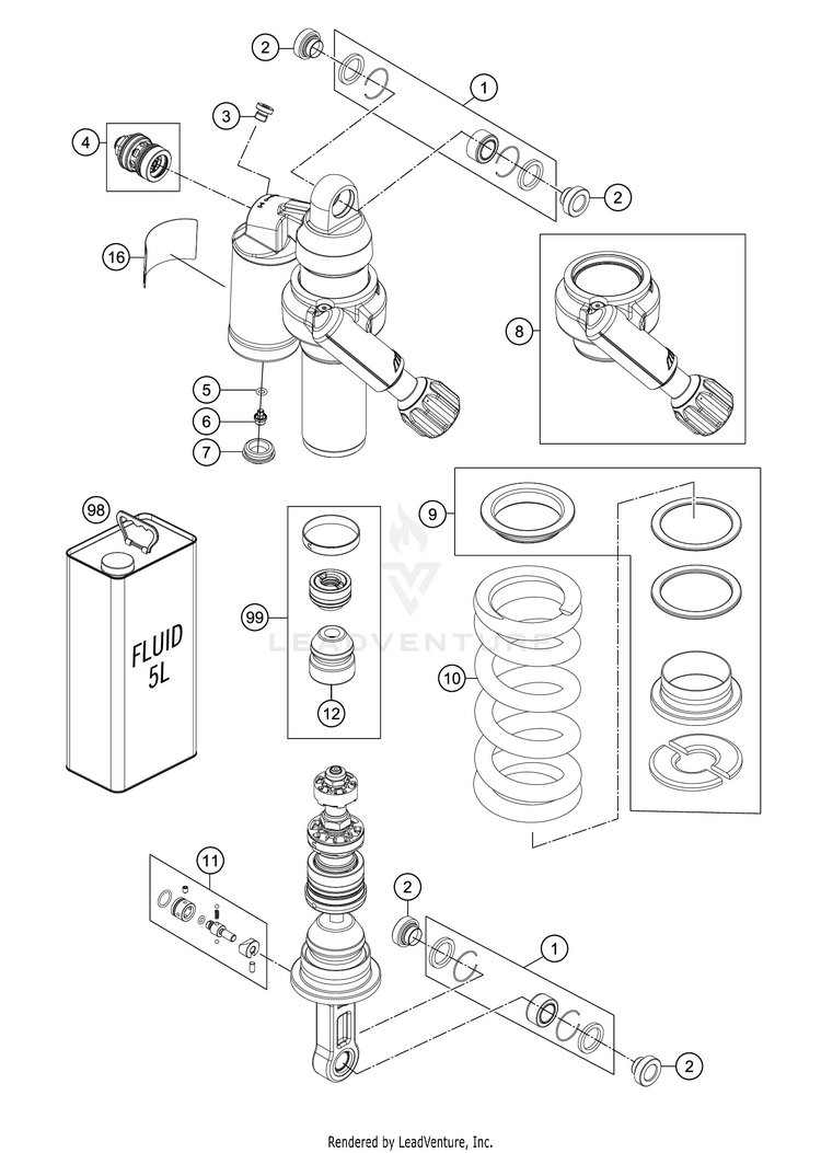 Shock Absorber Disassembled 1290 SUPER ADVENTURE R CHASSIS - 2019 Schematic