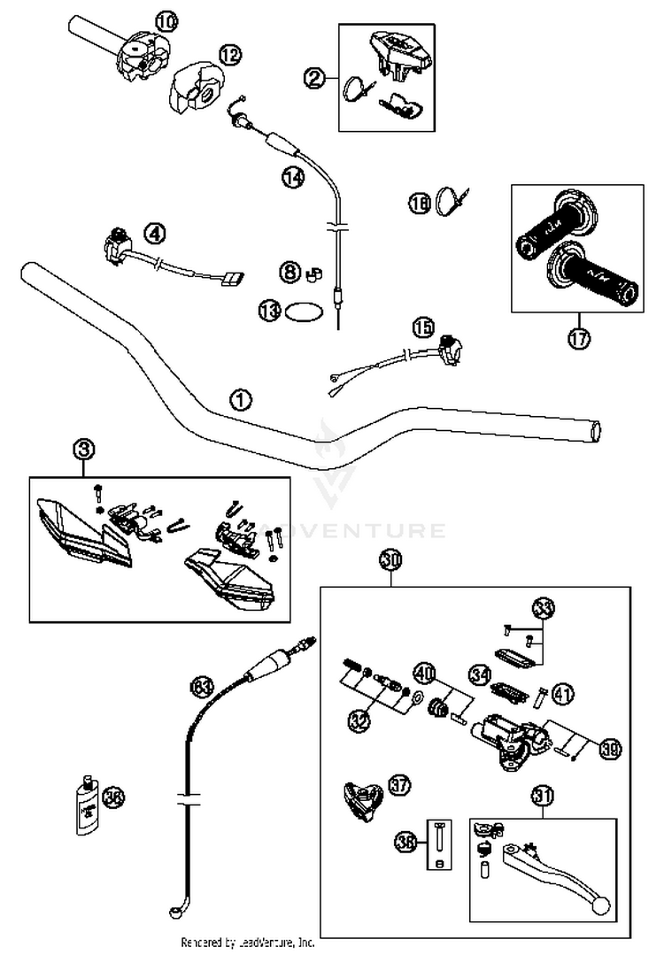 Handlebar, Controls 300 XCW Sixdays Chassis - 2014 Schematic