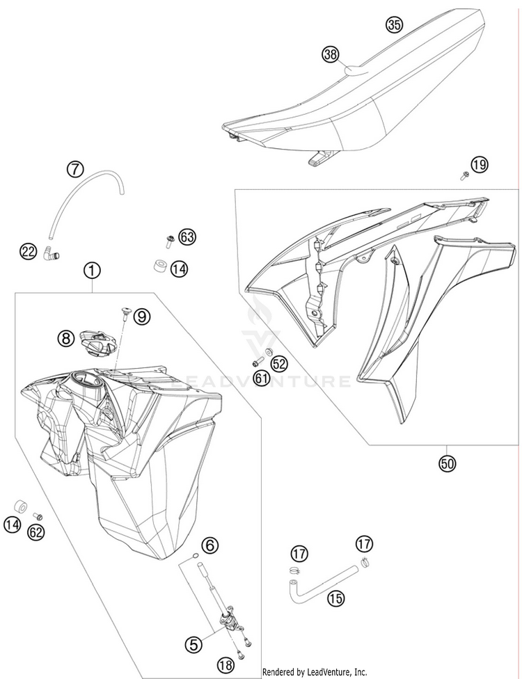 Tank, Seat, Cover 250 XC Chassis - 2011 Schematic
