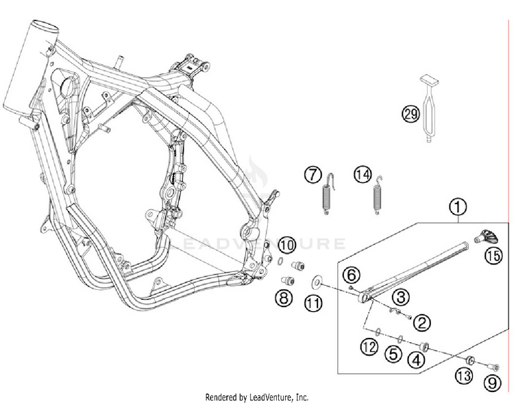 Side / Center Stand 200 XCW Chassis - 2012 Schematic