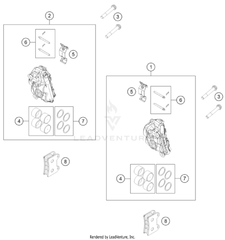 Front Brake Caliper 1290 SUPER ADVENTURE S, grey CHASSIS - 2023 Schematic