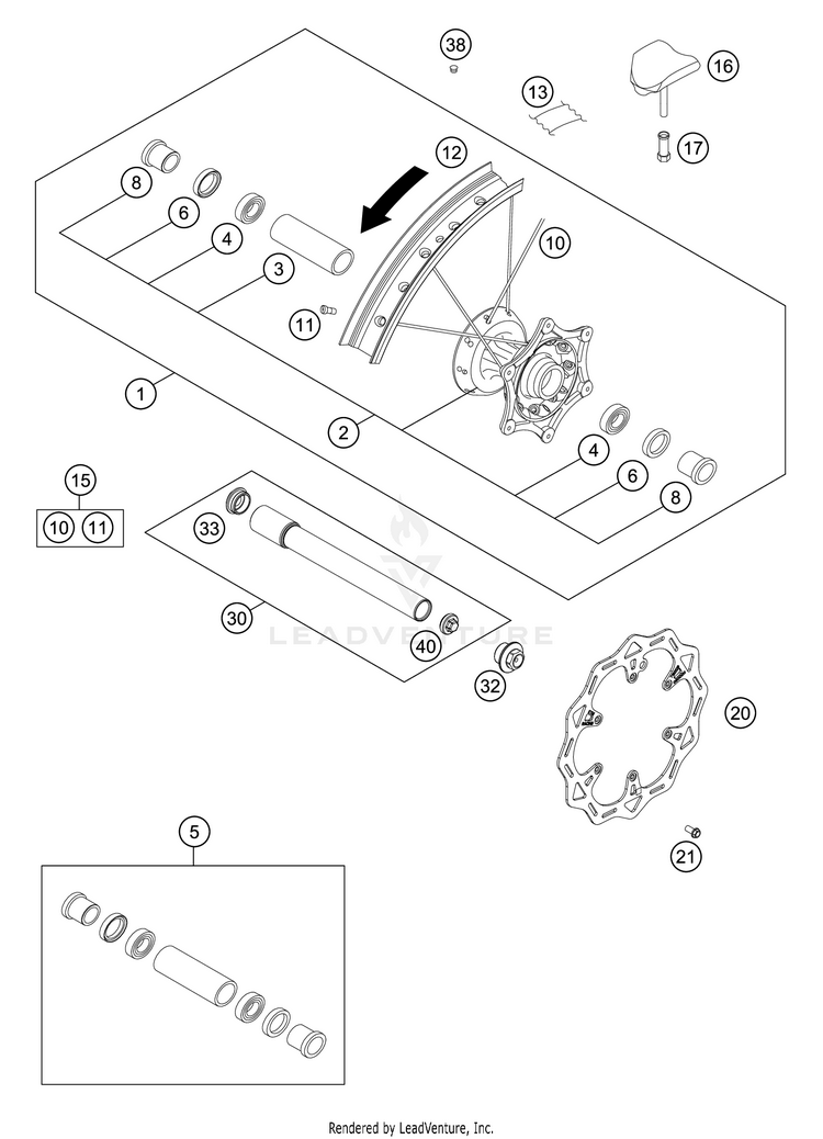 Front Wheel 250 XC CHASSIS - 2018 Schematic
