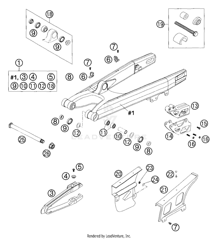 Swingarm, Chain Guard 300 MXC Chassis - 2004 Schematic