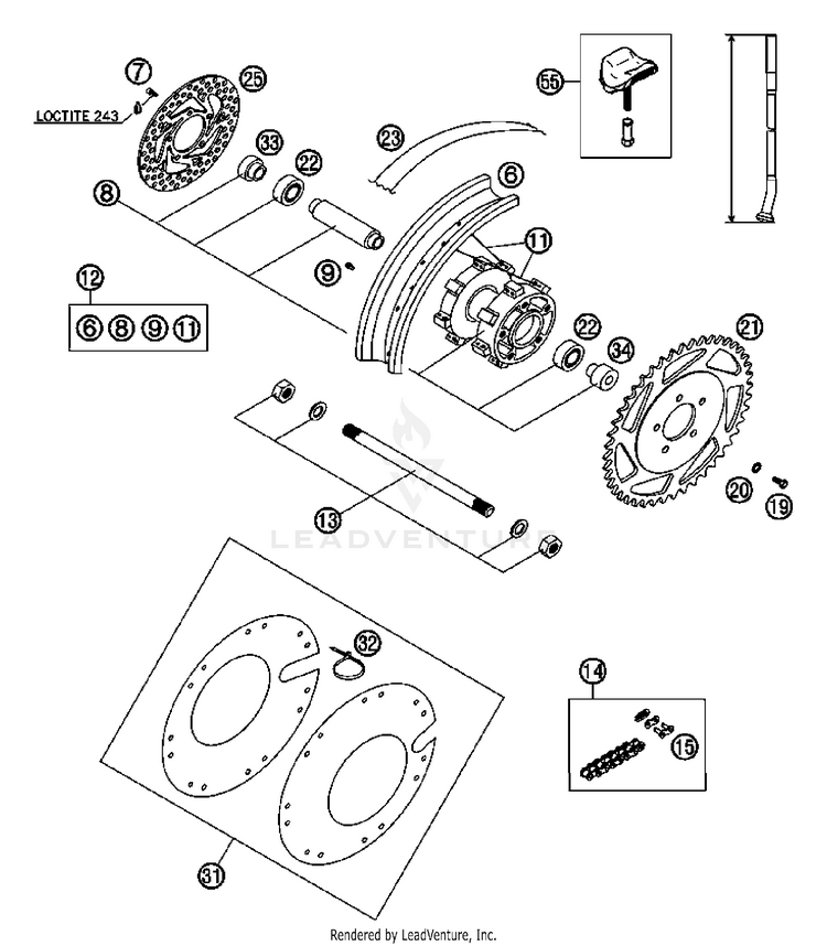 Rear Wheel 50 SX Chassis - 2007 Schematic
