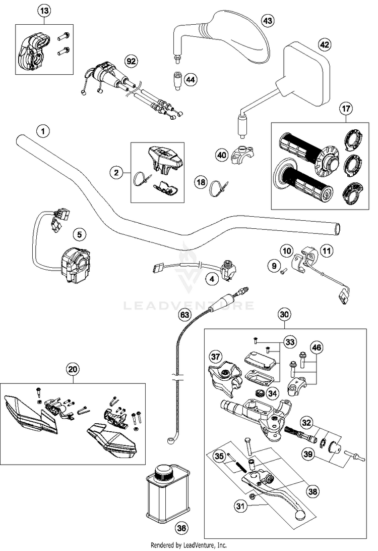 Handlebar, Controls 500 EXC-F CHASSIS - 2018 Schematic