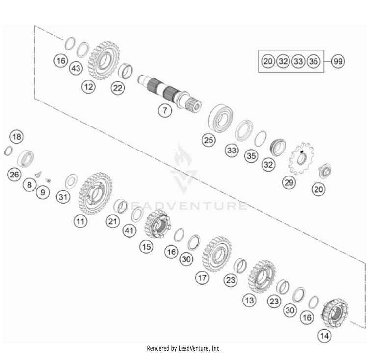 Transmission Ii - Countershaft 350 EXC-F USA Engine - 2022 Schematic