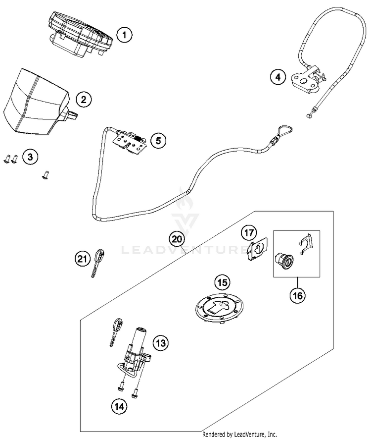 Instruments / Lock System RC 390 WHITE Chassis - 2015 Schematic