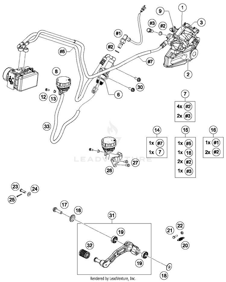 Brake Caliper Rear RC 390 WHITE Chassis - 2016 Schematic