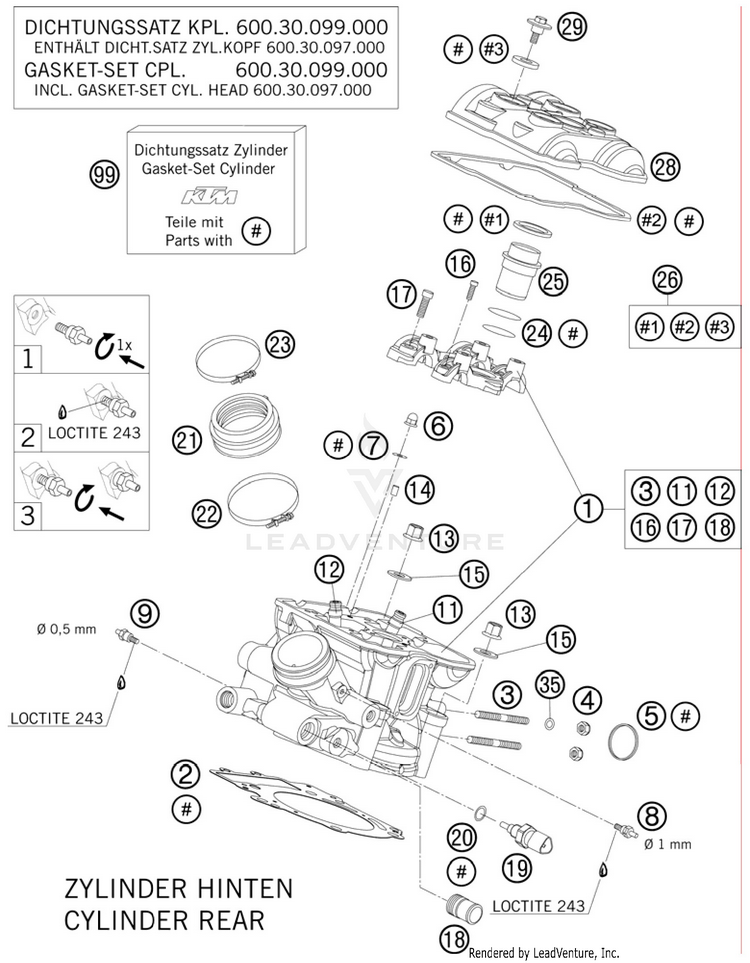 Cylinder Head Rear 990 Supermoto T Engine - 2010 Schematic