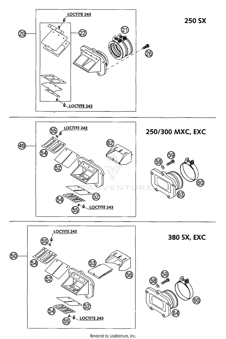 Reed Valve Case 250 EXC Engine - 2002 Schematic