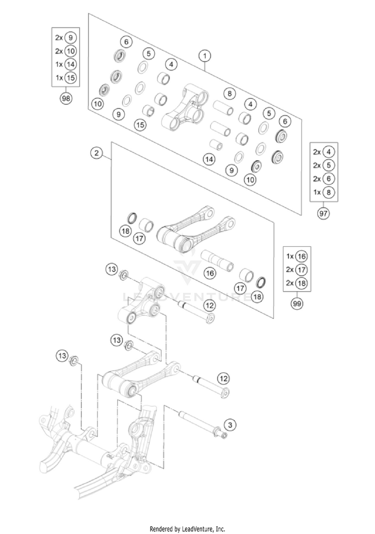 Pro Lever Linking 250 SX-F Chassis - 2022 Schematic