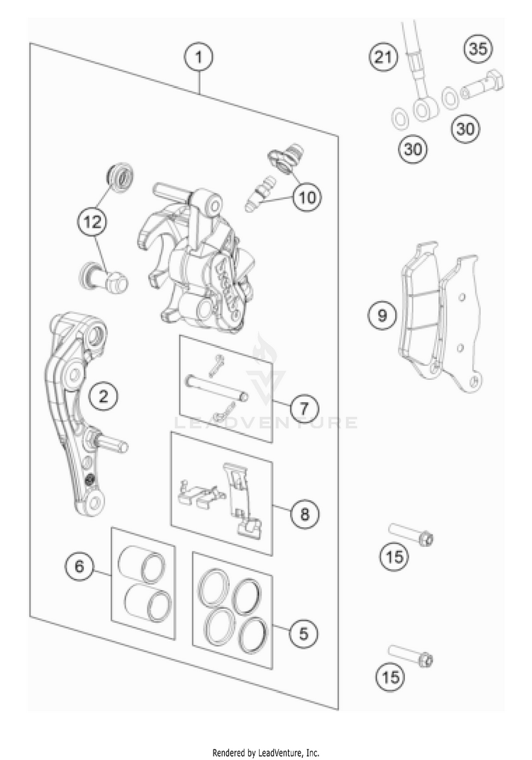 Front Brake Caliper 250 SX-F Chassis - 2022 Schematic