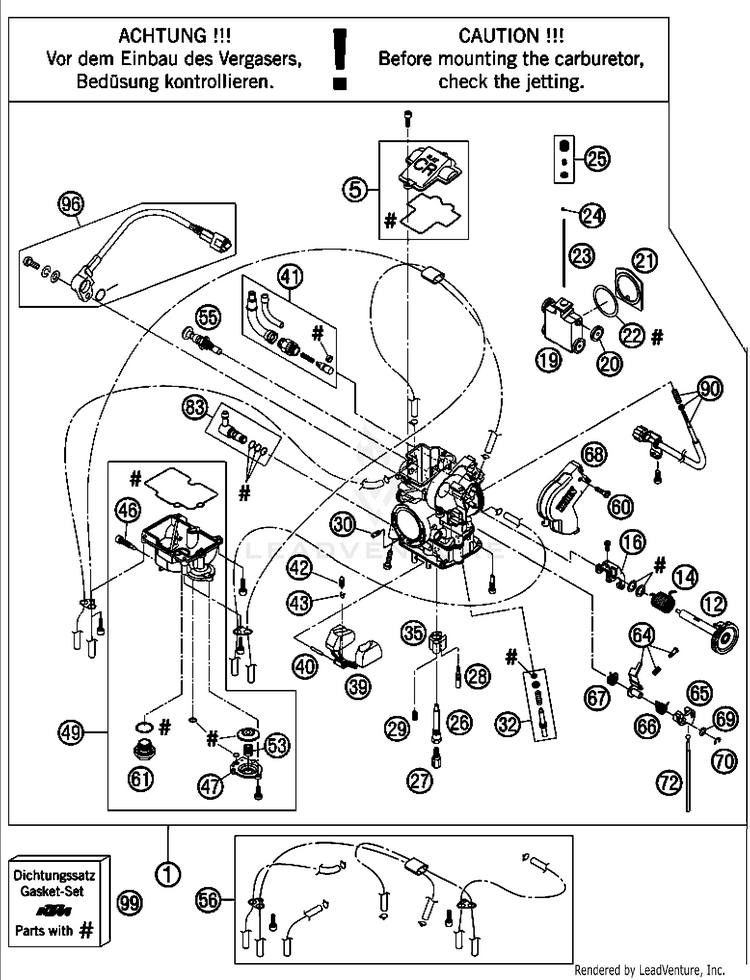 Carburetor 505 SX-F Engine - 2008 Schematic