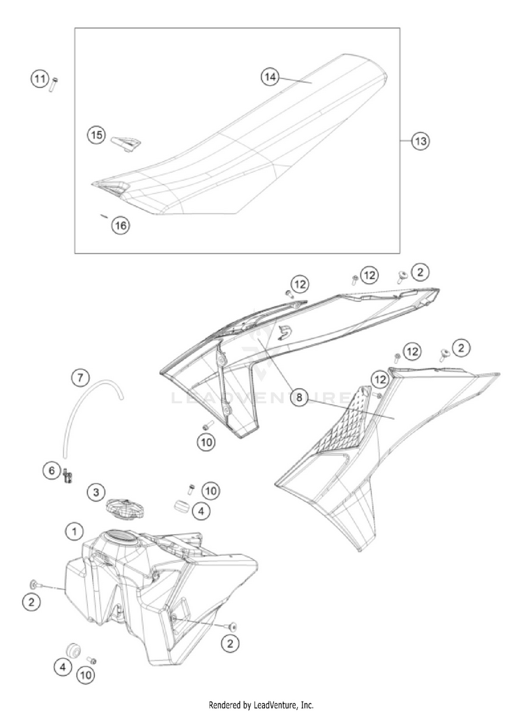 Tank, Seat 250 SX-F CHASSIS - 2026 Schematic