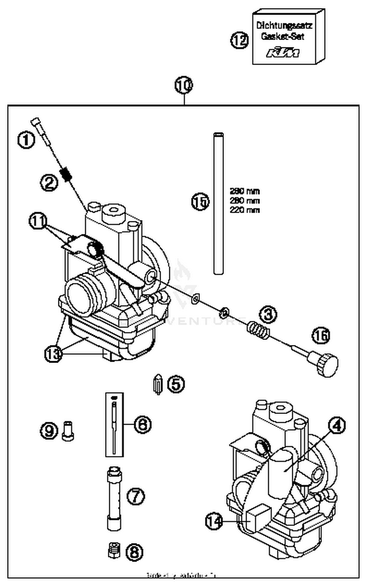 Carburetor 65 SX Engine - 2016 Schematic