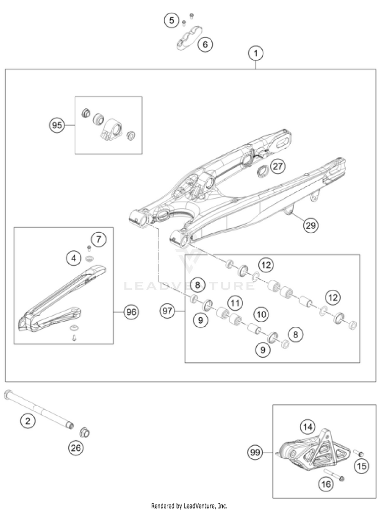 Swing Arm 150 XC-W TPI US CHASSIS - 2022 Schematic