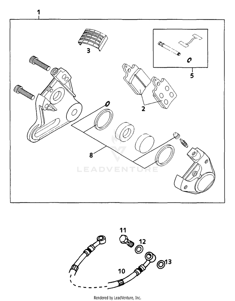 Brake Caliper Rear 65 SX Chassis - 2000 Schematic