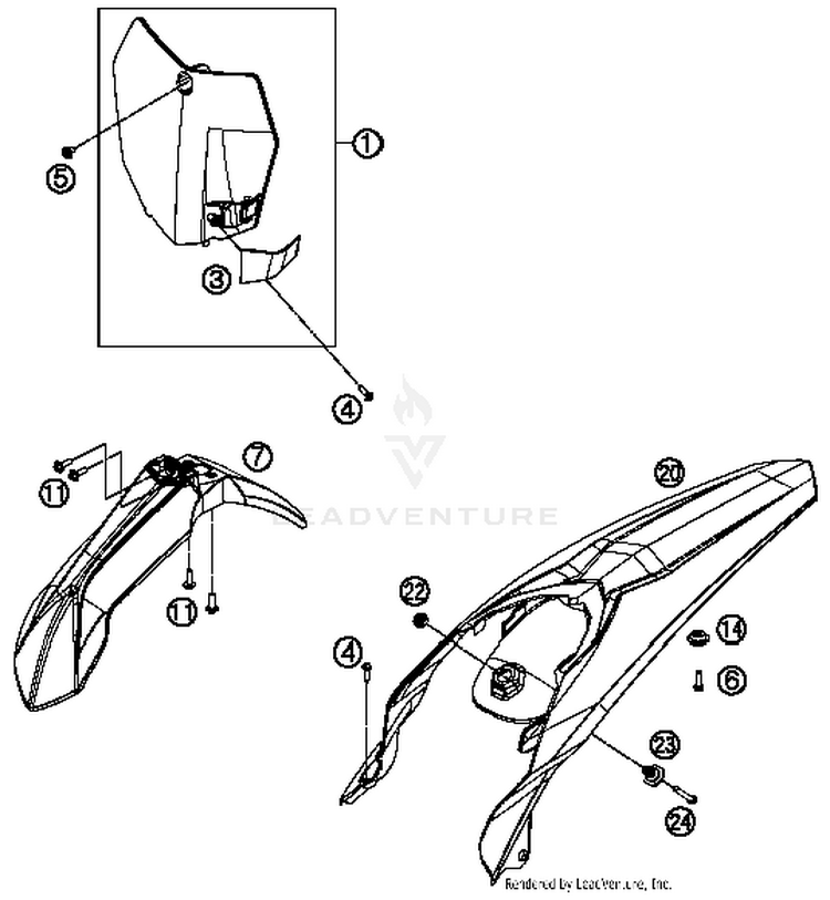 Mask, Fenders 250 SX Chassis - 2016 Schematic