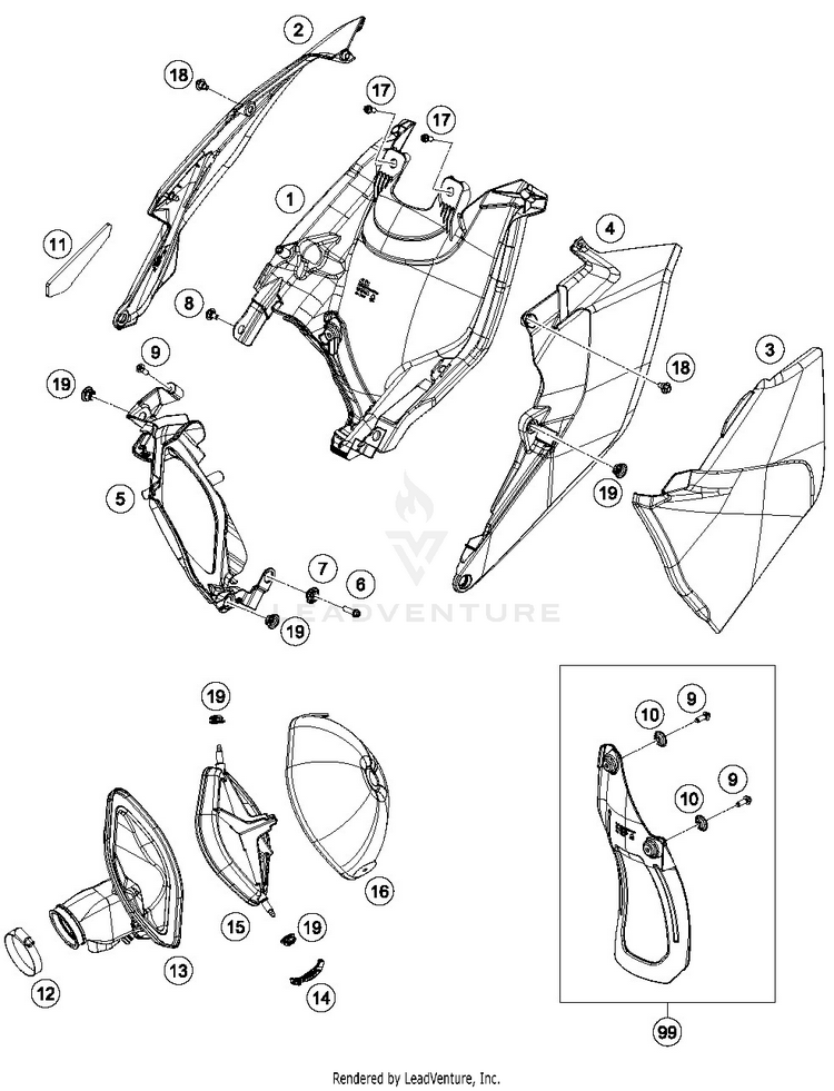 Air Filter 350 EXC-F CHASSIS - 2019 Schematic