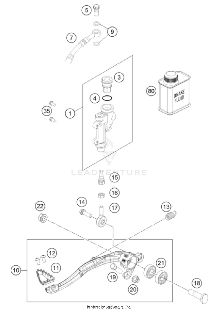 Rear Brake Control 450 SX-F CHASSIS - 2024 Schematic