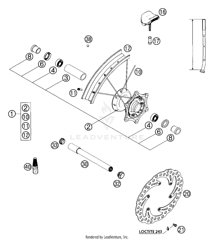Front Wheel 300 MXC Chassis - 2004 Schematic