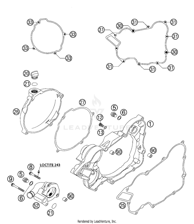 Clutch Cover 200 EXC Engine - 2004 Schematic