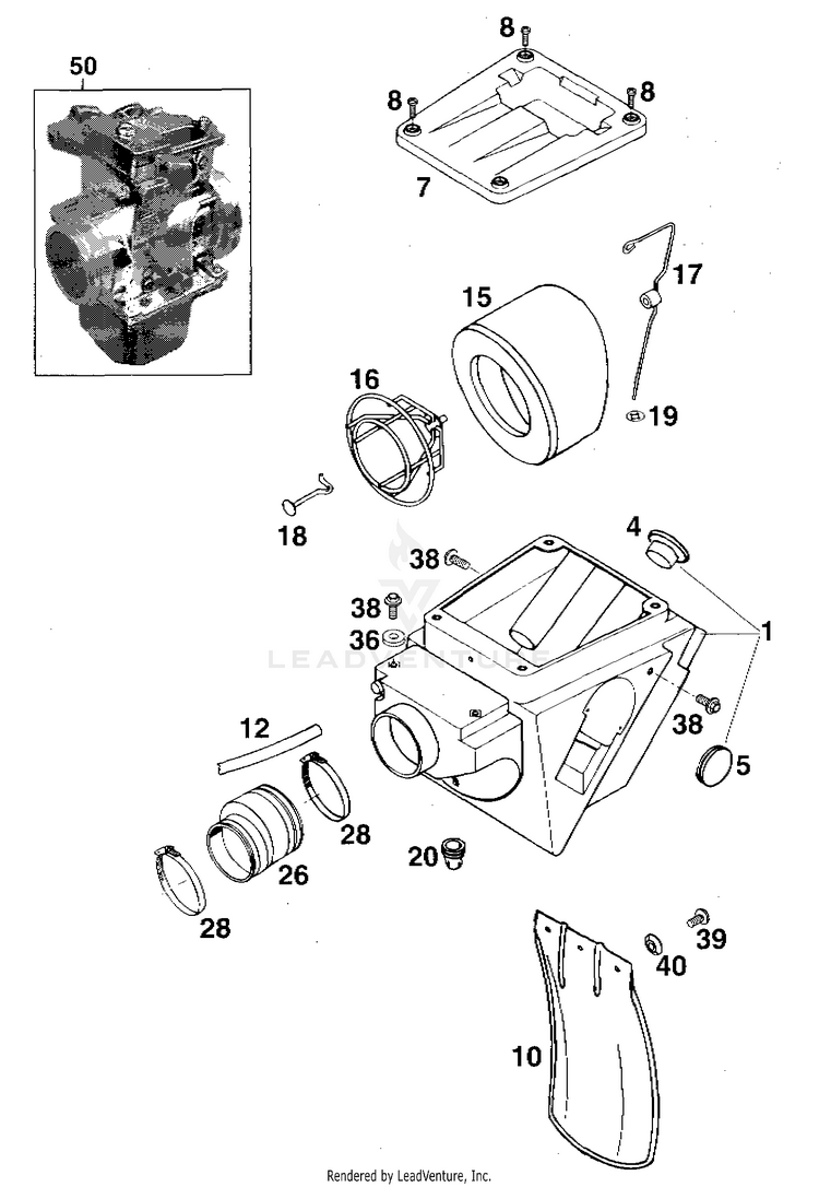 Air Filter Box 620 RXC Chassis - 1996 Schematic