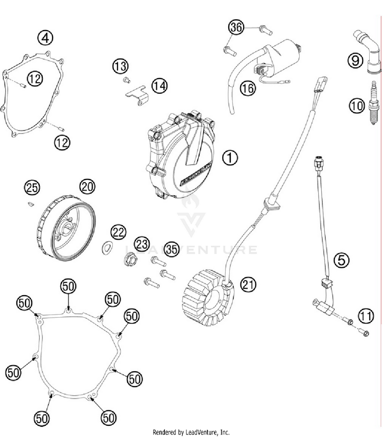 Ignition System 500 EXC Engine - 2012 Schematic