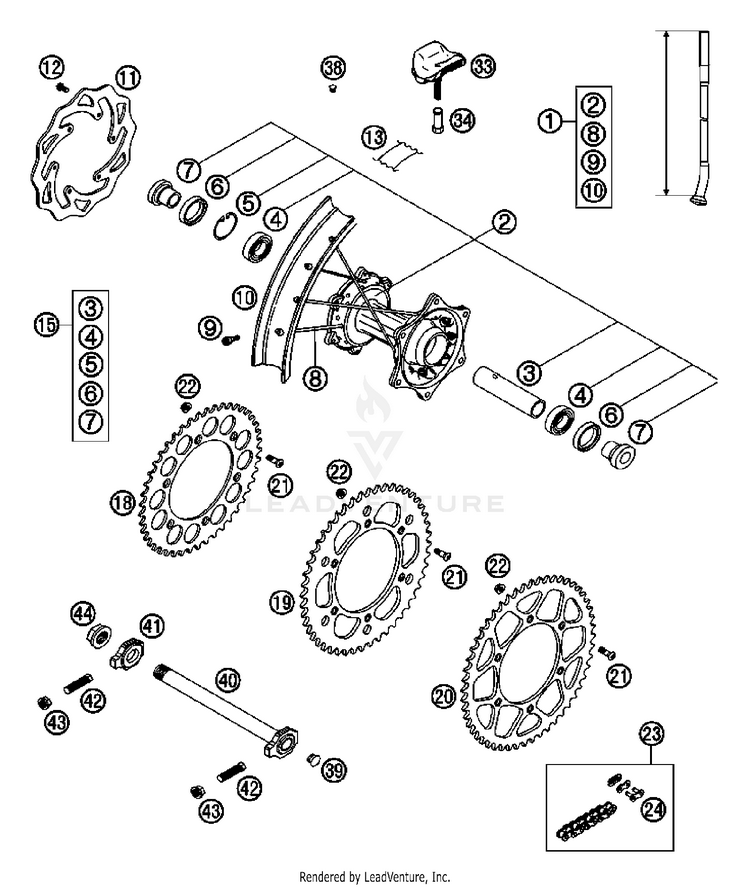 Rear Wheel 300 XC Chassis - 2007 Schematic