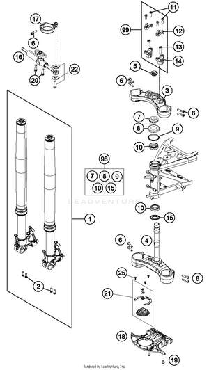 Front Fork, Triple Clamp Schematic