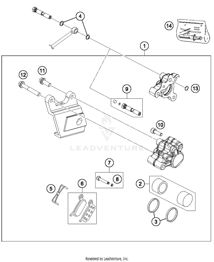 Brake Caliper Rear 50 SX MINI CHASSIS - 2018 Schematic