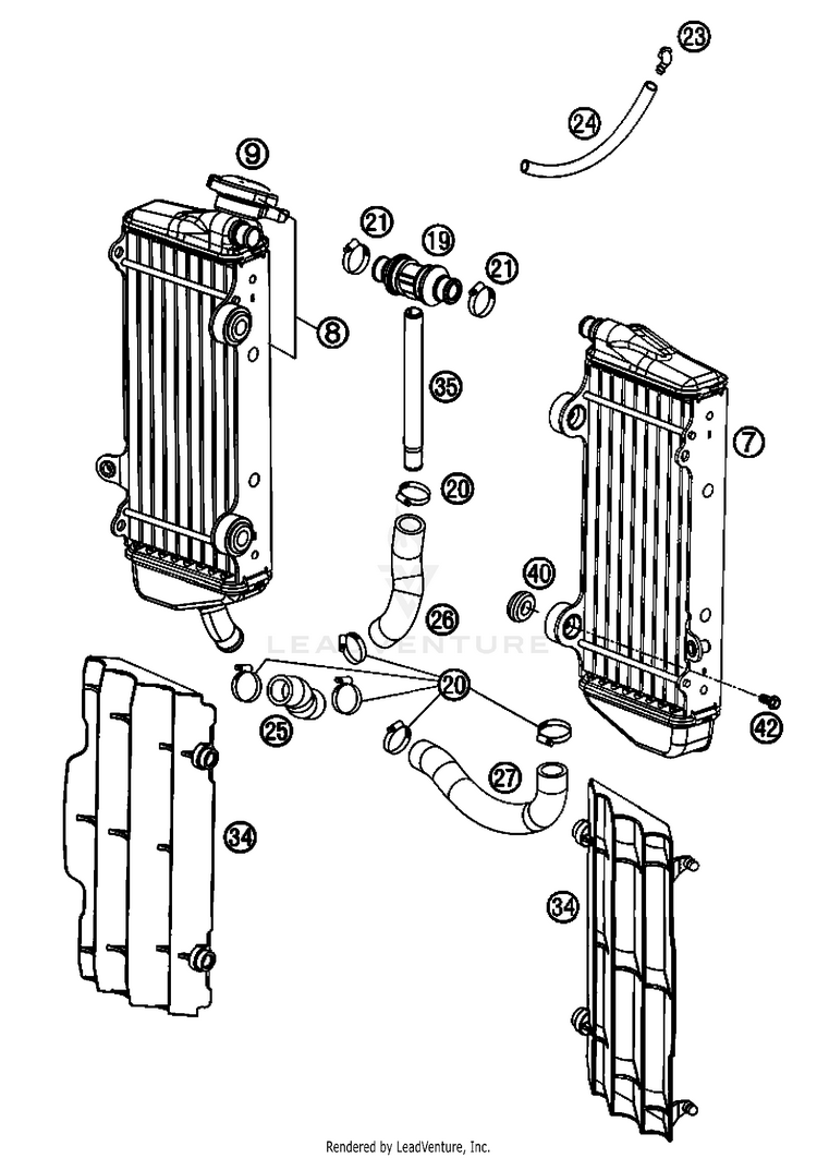 Cooling System 505 SX-F Engine - 2008 Schematic