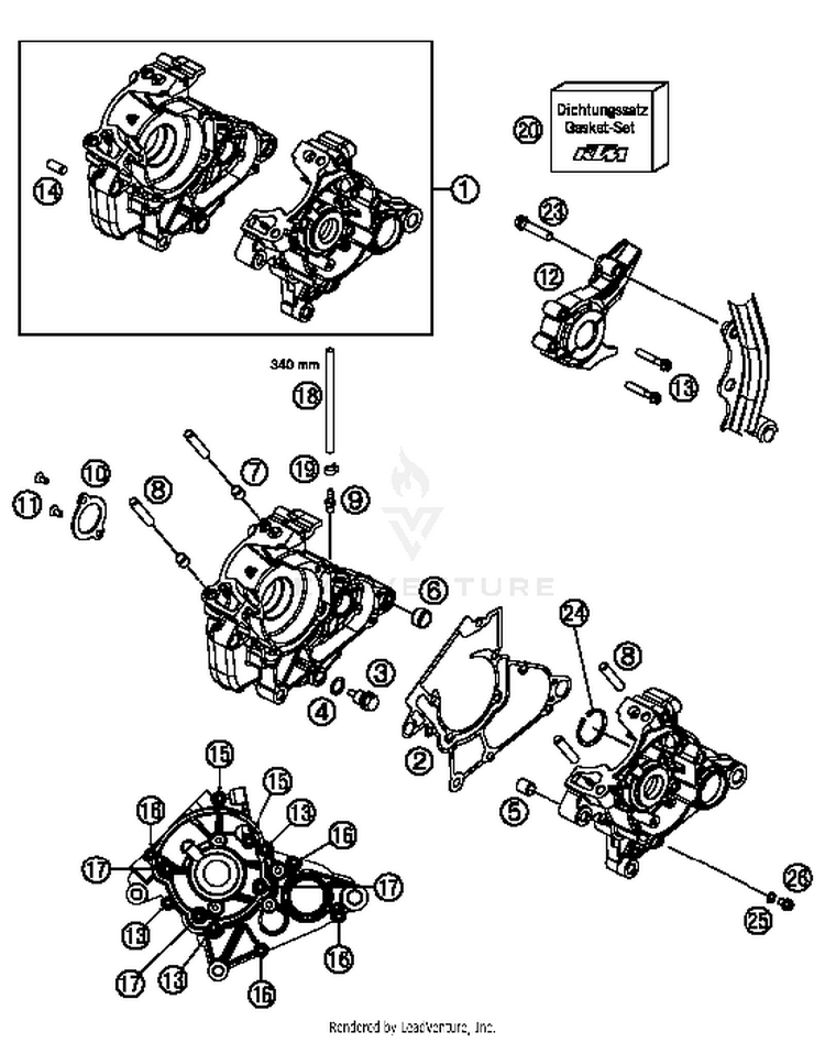 Engine Case 50 SX Mini Engine - 2014 Schematic