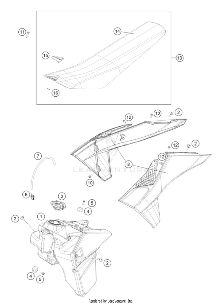 Tank, Seat 250 XC-W 2026 CHASSIS - 2026 Schematic