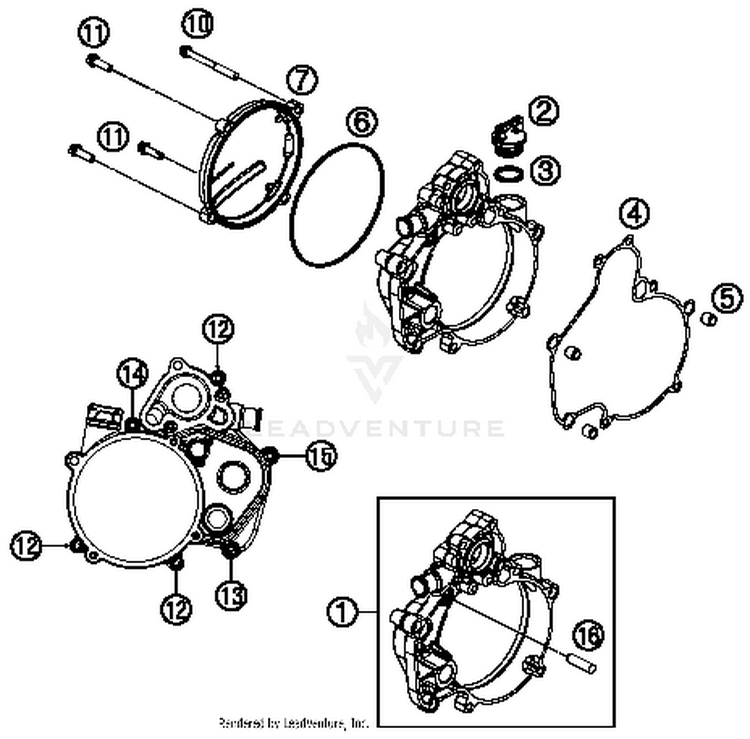 Clutch Cover 50 SX Engine - 2016 Schematic