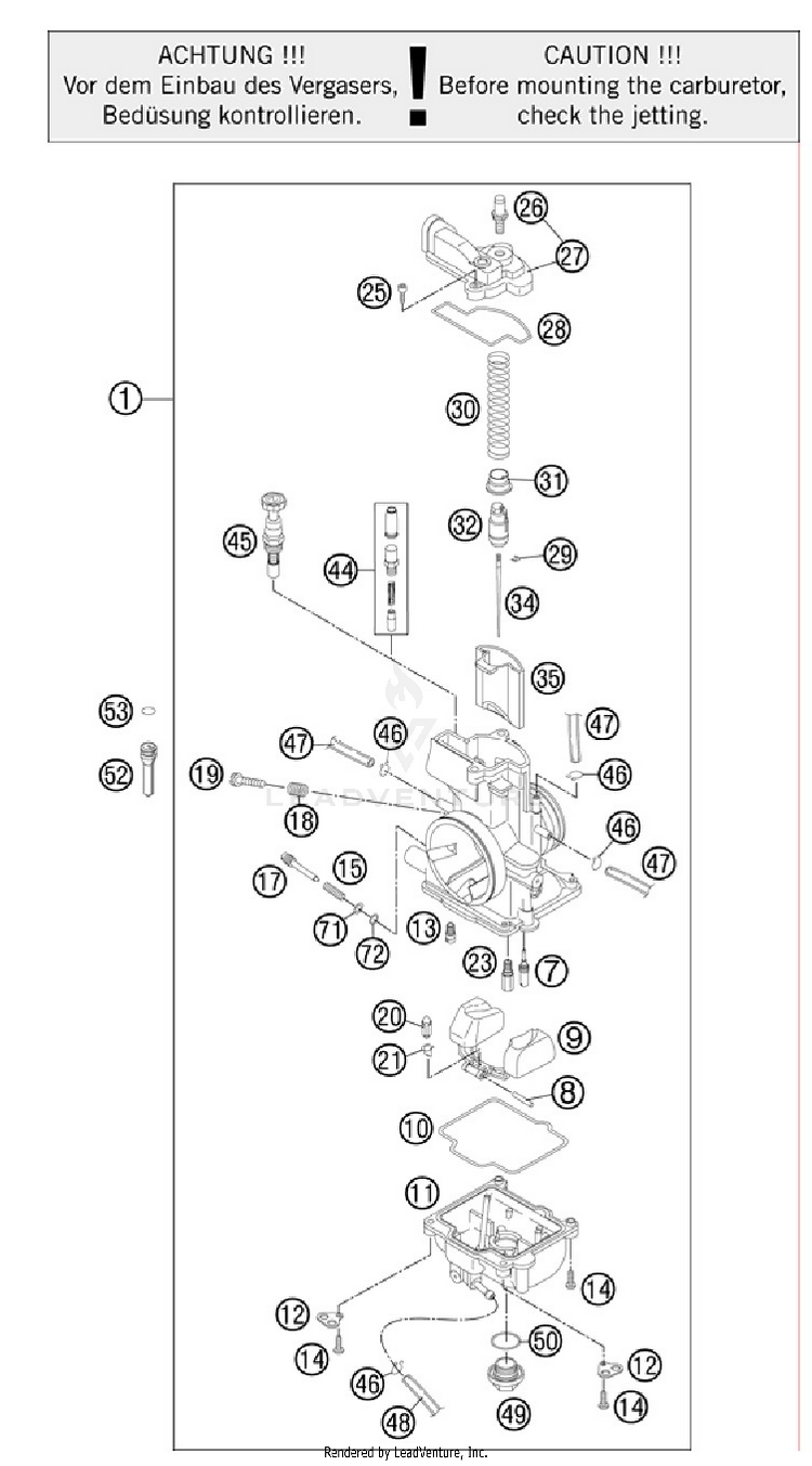 Carburetor 200 XCW Engine - 2012 Schematic