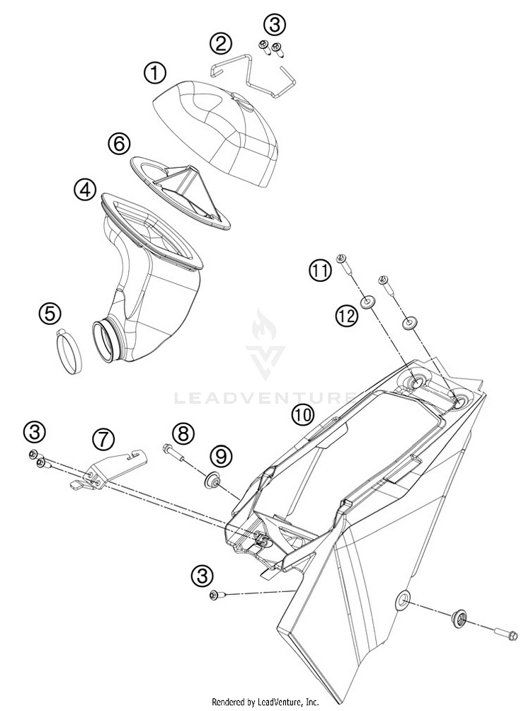 Air Box Filter 65 SX Chassis - 2012 Schematic
