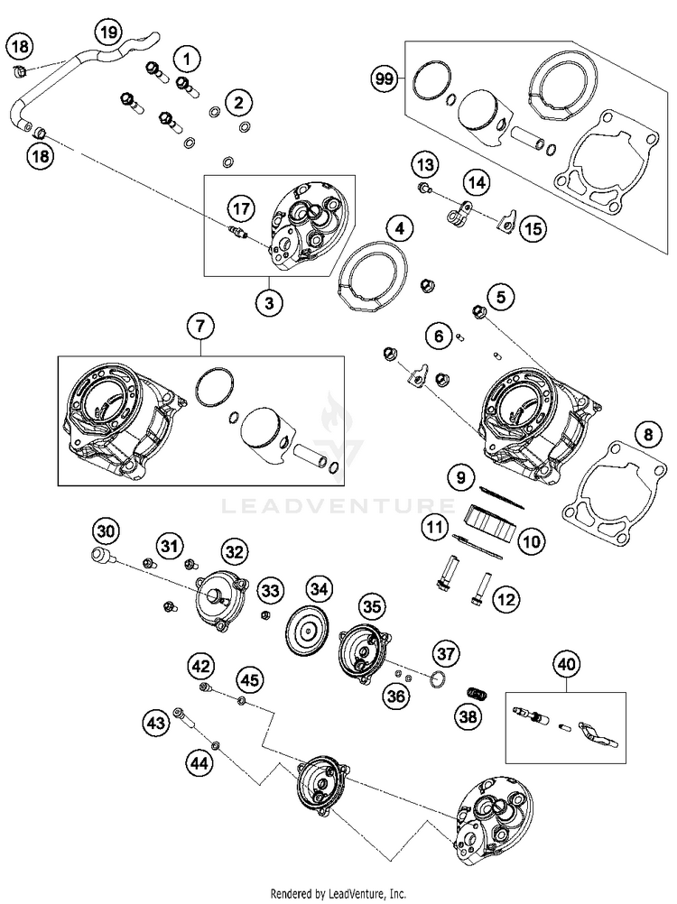 Cylinder, Cylinder Head 65 SX MINI ENGINE - 2018 Schematic