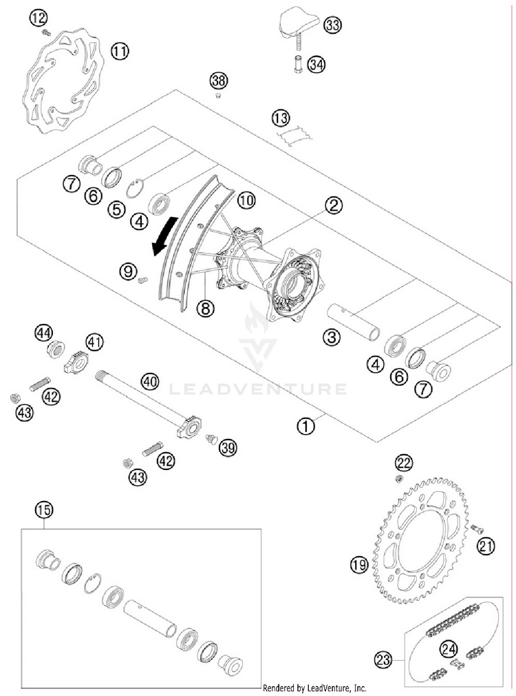 Rear Wheel 300 XC Chassis - 2012 Schematic