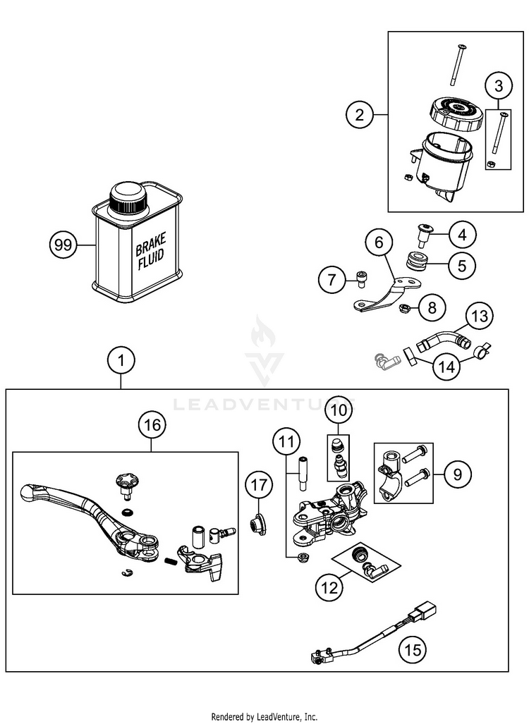 Front Brake Control 1290 SUPER ADVENTURE S ORANGE CHASSIS - 2020 Schematic