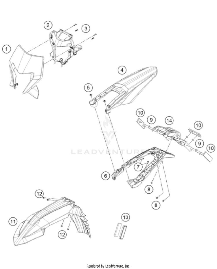 Mask, Fenders 500 EXC-F CHASSIS - 2025 Schematic