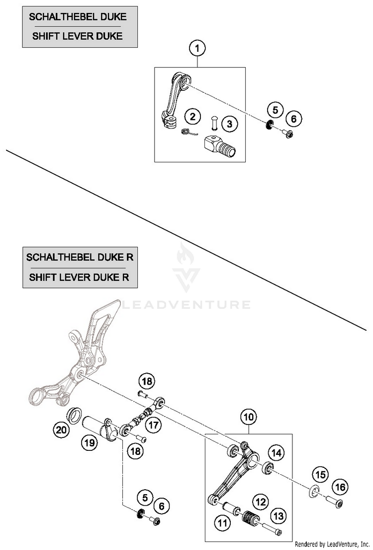 Shifting Lever 690 DUKE WHITE Engine - 2016 Schematic