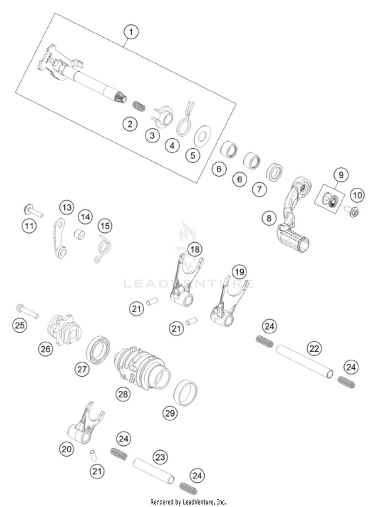 Shifting Mechanism 125 SX/XC ENGINE - 2026 Schematic