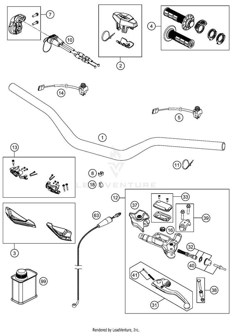 Handlebar, Controls 300 XC-W TPI CHASSIS - 2020 Schematic