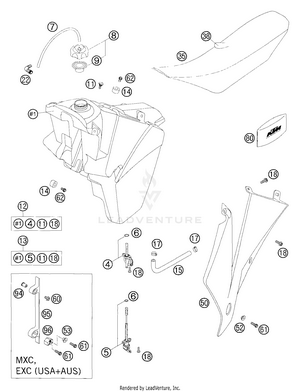 Tank, Seat & Cover Schematic