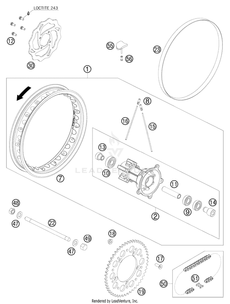 Rear Wheel 65 XC Chassis - 2009 Schematic