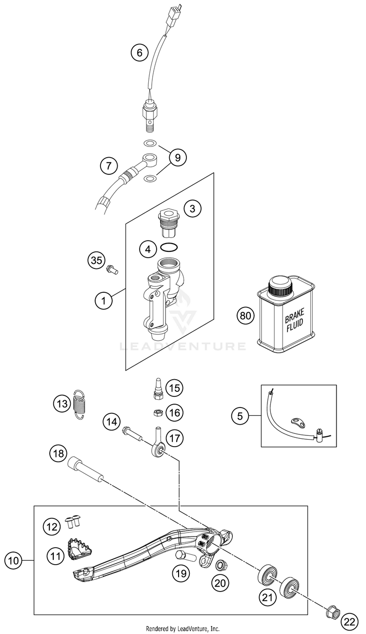 Rear Brake Control 500 EXC-F SIX DAYS CHASSIS - 2020 Schematic