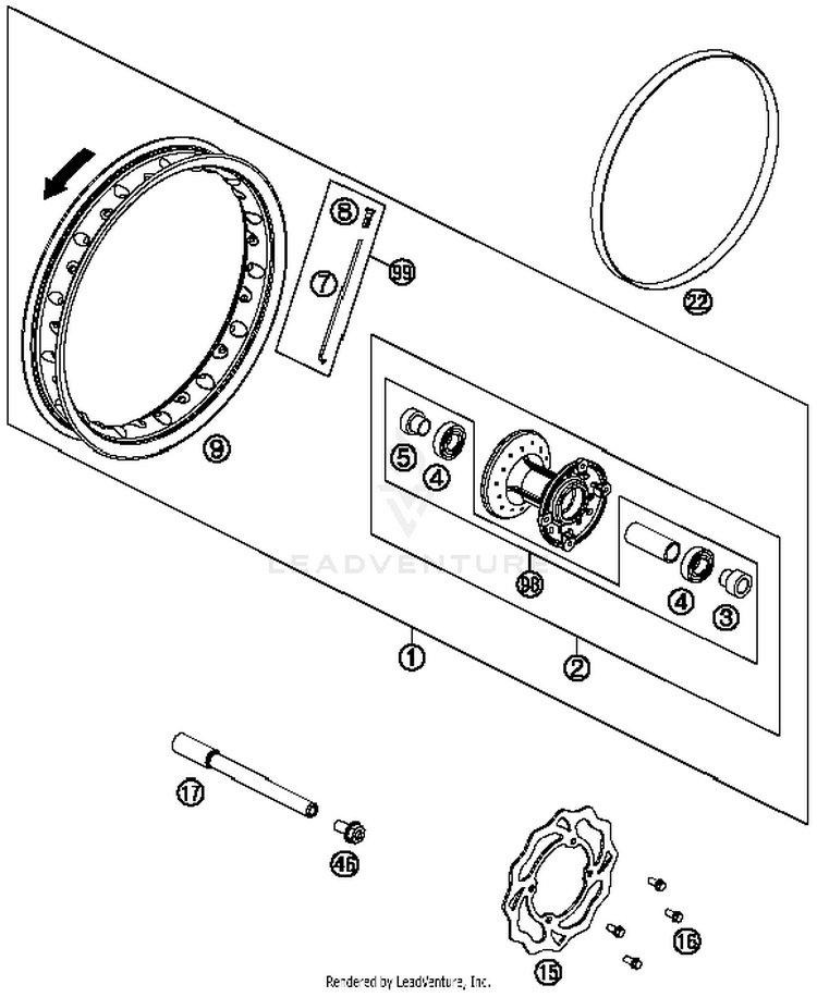 Front Wheel 50 SX MINI Chassis - 2015 Schematic