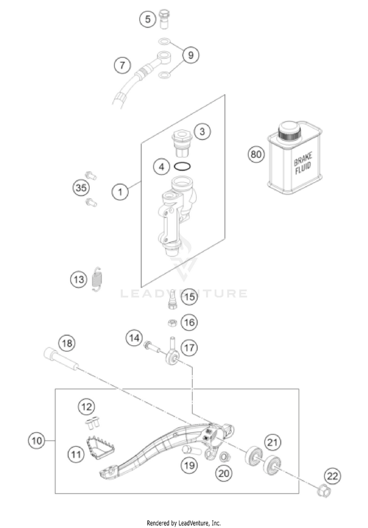 Rear Brake Control 350 SX-F CHASSIS - 2022 Schematic