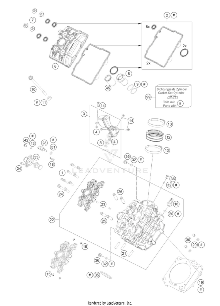 Cylinder Head Front 1290 SUPER ADV. S/R Engine - 2022 Schematic